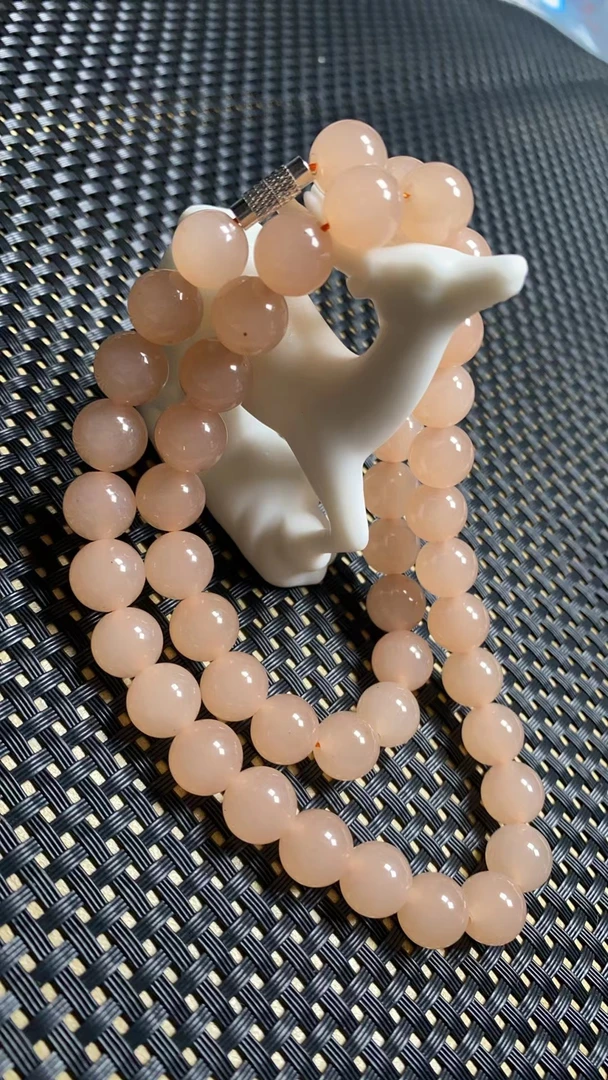 新疆和田玉藕粉毛衣链项链 A40多样性发其一