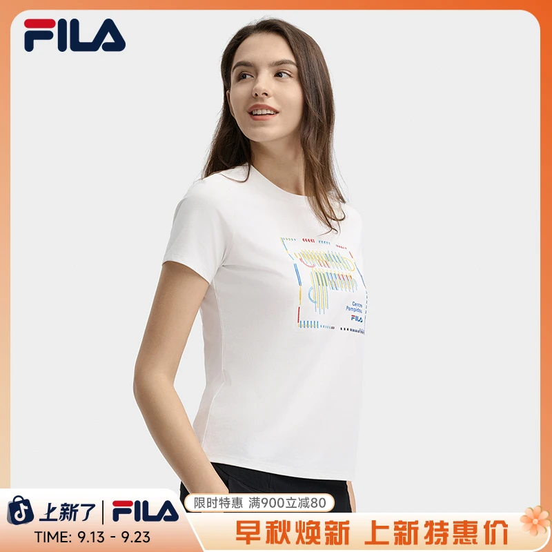 FILA斐乐女装|2024年夏季新款T袖轻薄舒适针织短袖衫F11W438115F