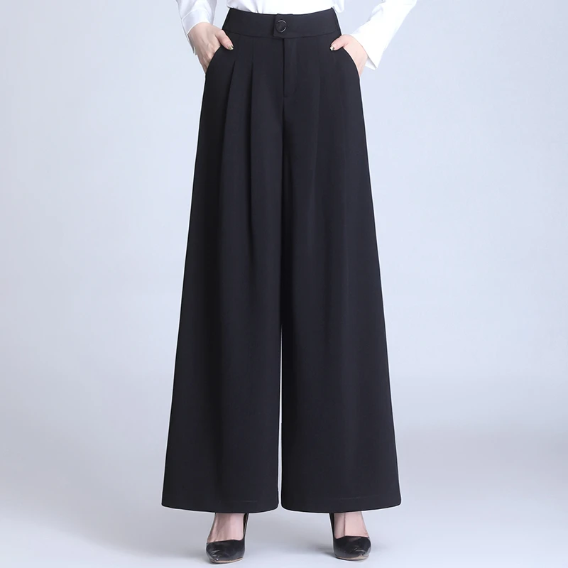 黑色垂感阔腿裤女高腰宽松裤裙2025新款春夏季大脚裙裤长款甩腿裤