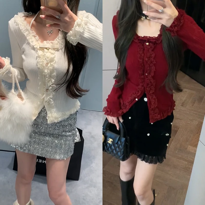 【mimius】&七七 温柔气质纽扣花边拼接长袖打底衫 汉服 F12136