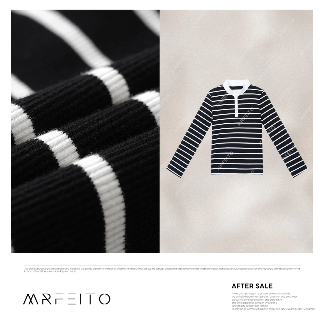 MRFEITO2025春季新款时尚百搭条纹休闲针织上衣H16SY02C30561