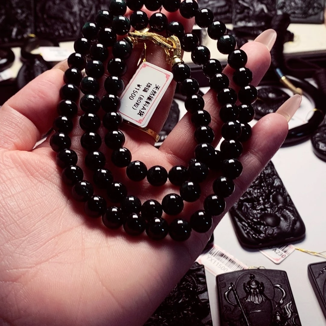 ****浓翡翠散珠天然缅料a货卡8圆珠80颗项链210