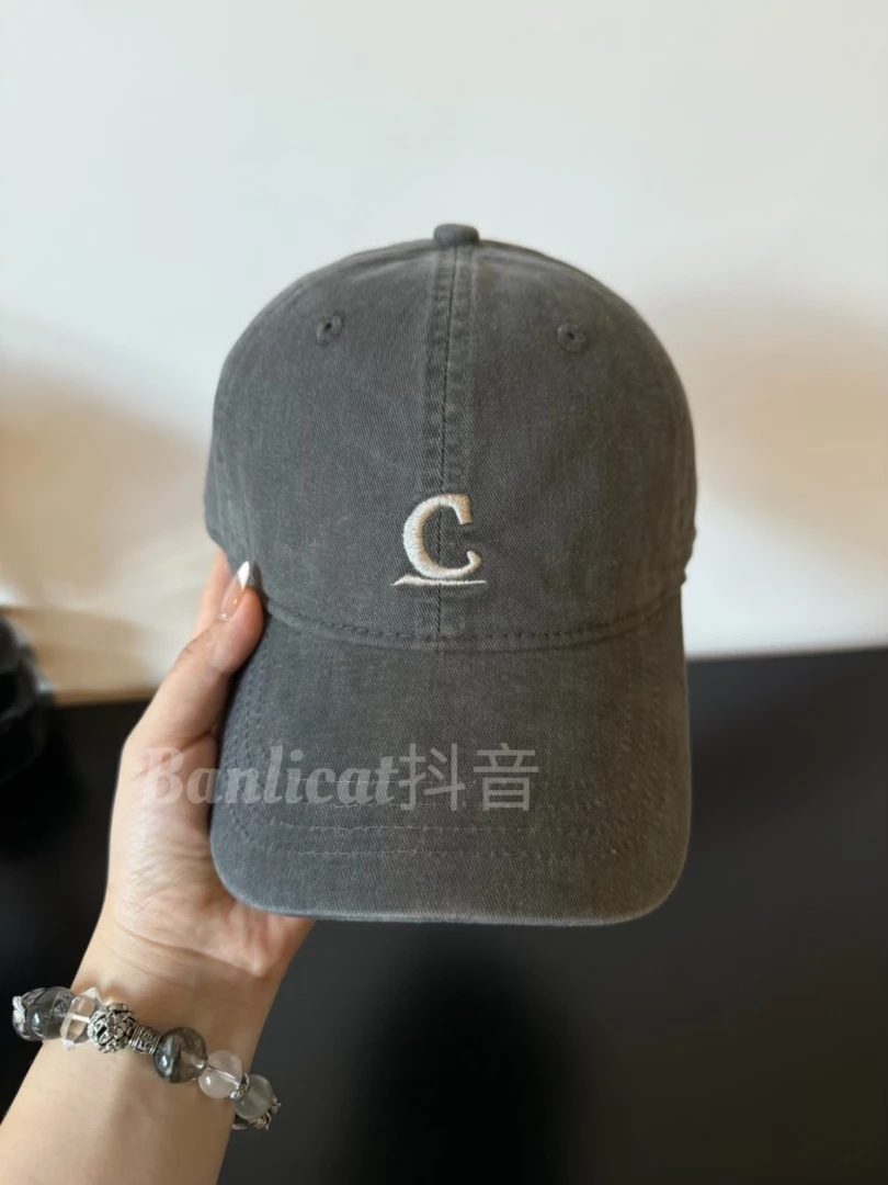 2025秋上新 韩系显白灰色字母棒球帽子女大头围显脸小鸭舌帽男