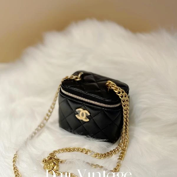 大吉中古/Chanel香奈儿黑金山茶花小盒子斜挎包
