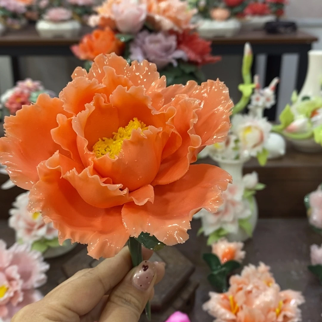 摆件陶瓷手工花摆件