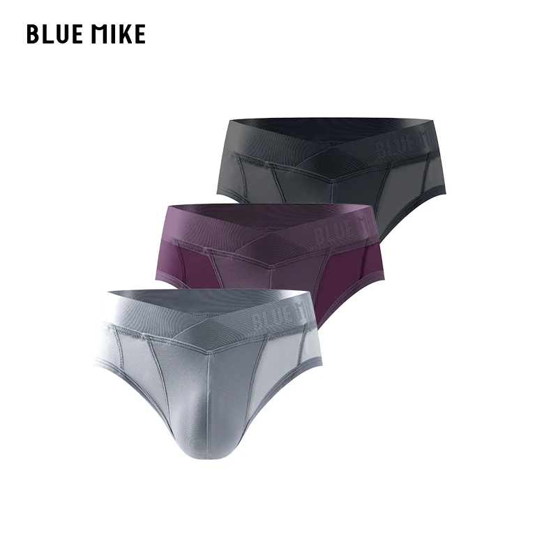 【蓝内大V腰新款】午夜暗涌80s莫代尔网纱切割钻石流光男士三角内裤