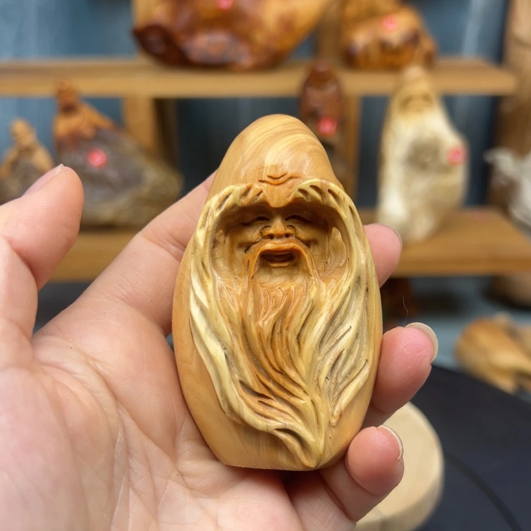木时****人崖柏木摆件手把件