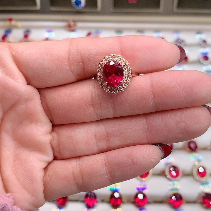 红宝石戒指银S925镶嵌8.10