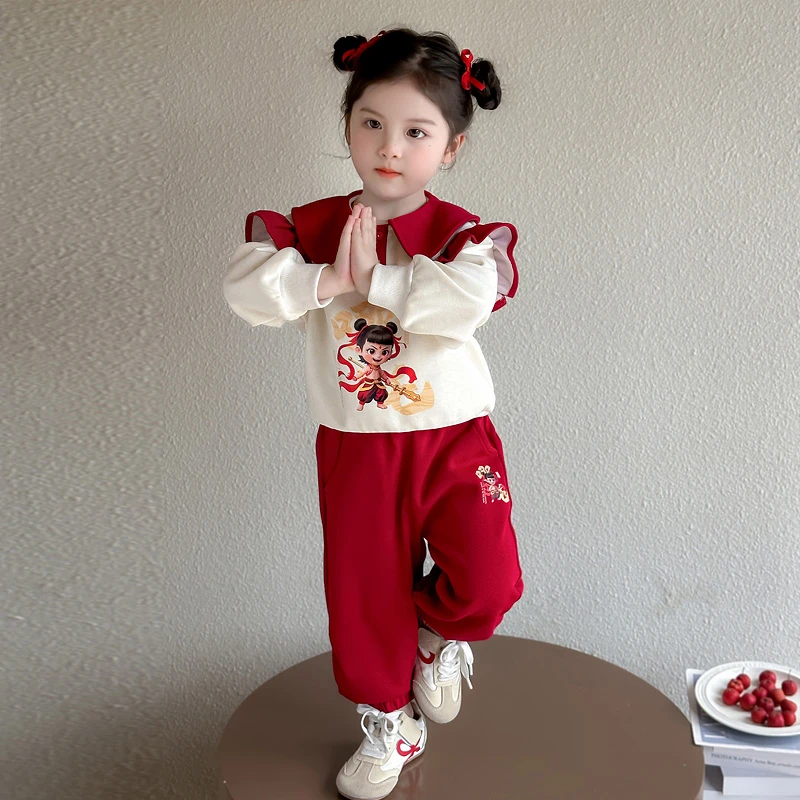 春装甜酷女童小哪吒衣服套装春秋款小女孩卫衣休闲两件套女宝潮款