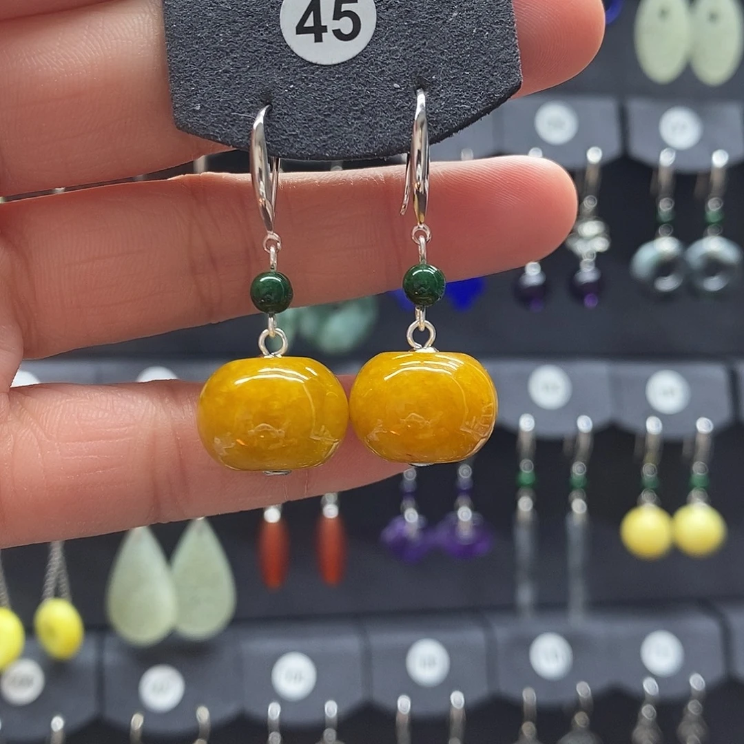 珍***珍翡翠银S925镶嵌耳饰