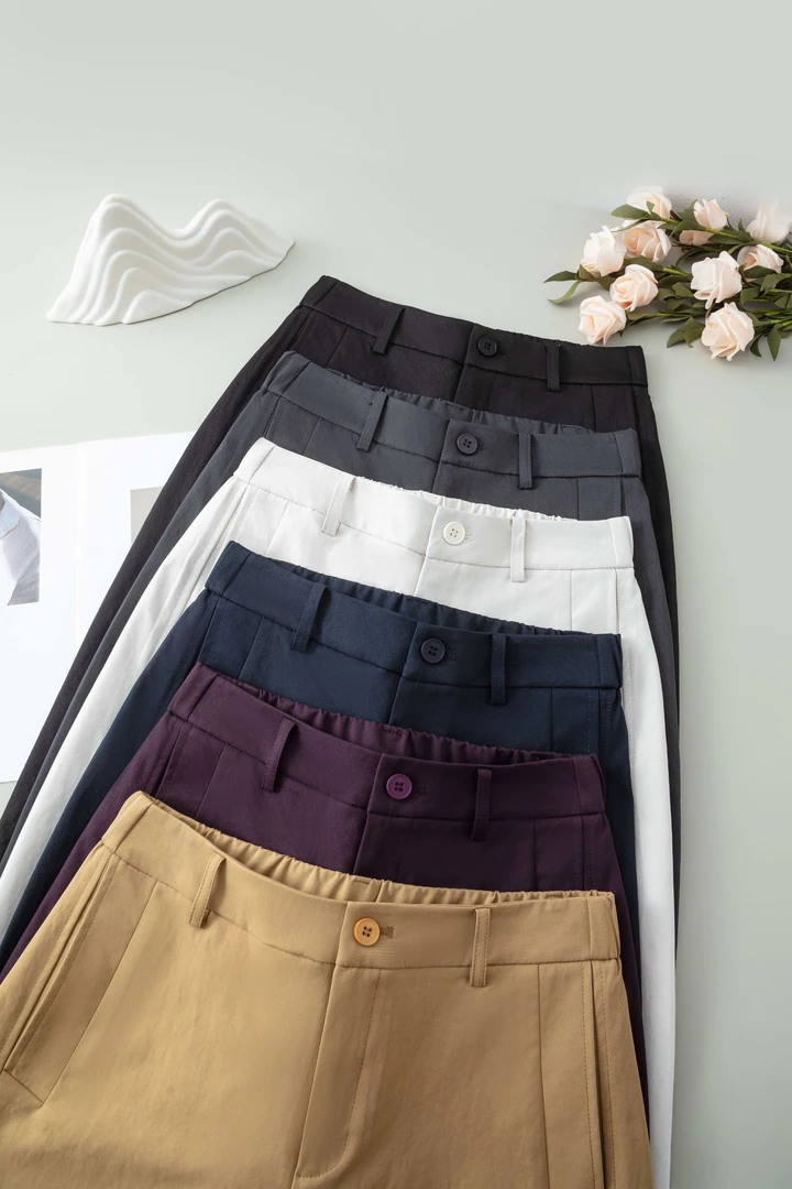 2025秋季款九分裤舒柔特面料高腰宽松休闲百搭显瘦镰刀直筒裤秋冬