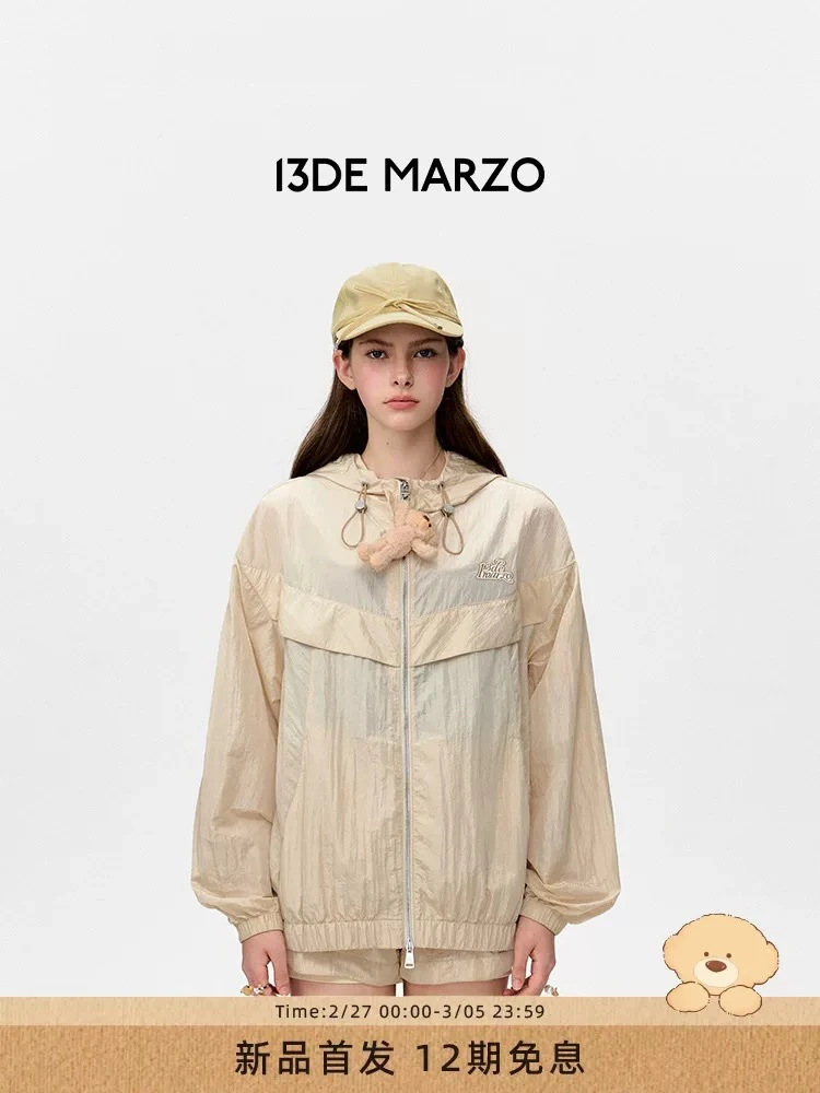 13DE MARZO男女同款 25春夏新款轻薄训练夹克宽松休闲连帽外套