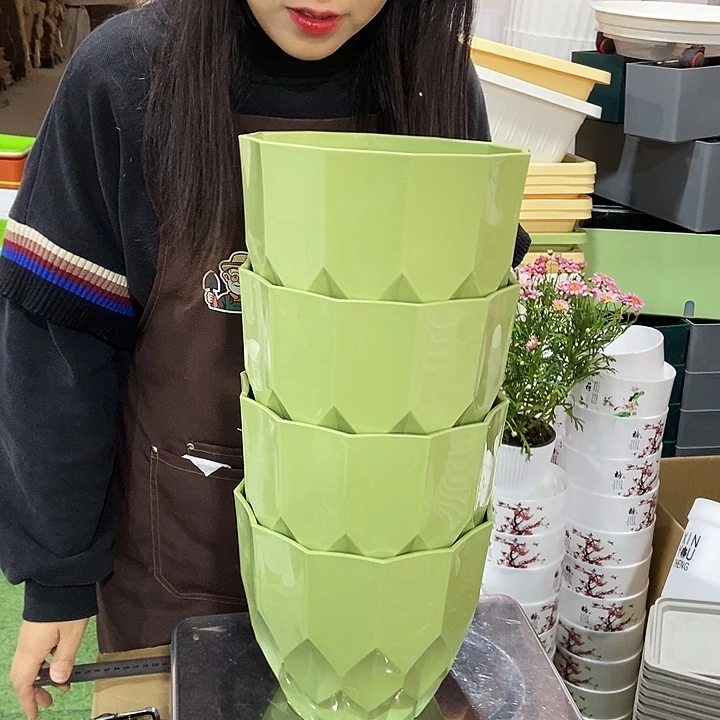 塑料钻石口20高19果绿色带拖4套