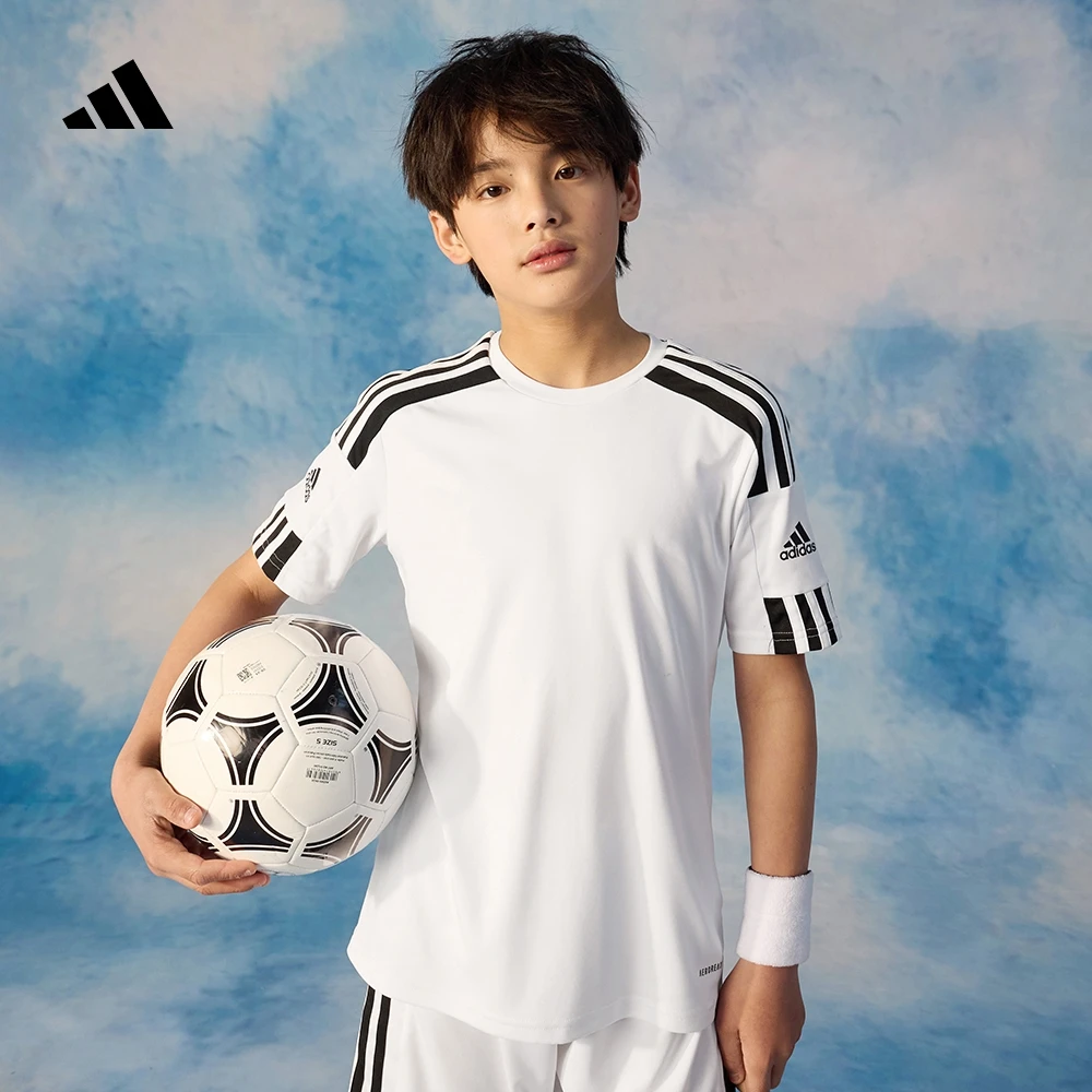 adidas阿迪达斯官方儿童装男大童夏季速干足球运动短袖球衣GN5738