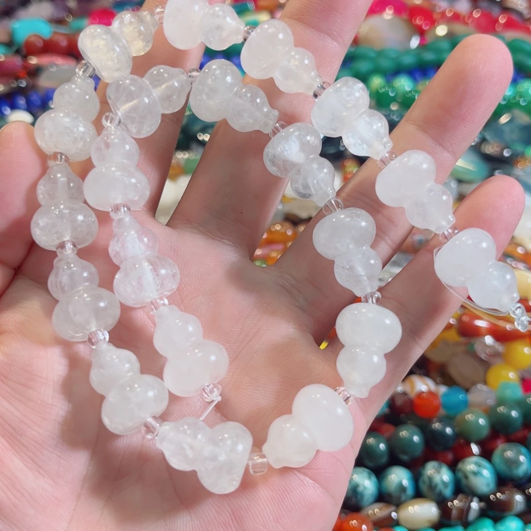 玛瑙/玉髓合金珠宝半成品白水晶葫芦一条14x18mm