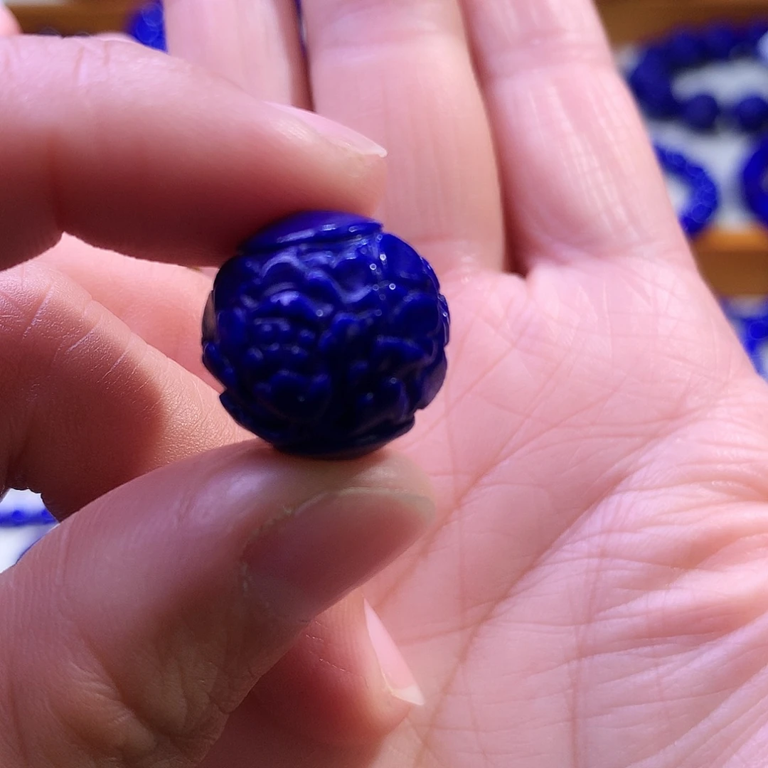 青金石未镶嵌单珠17m精工牡丹花622