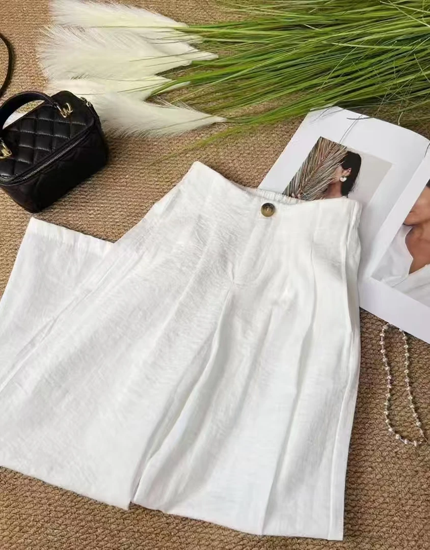 【现货+运费险】慵懒风薄款长裤阔腿裤夏季休闲裤高腰九分淸凉感