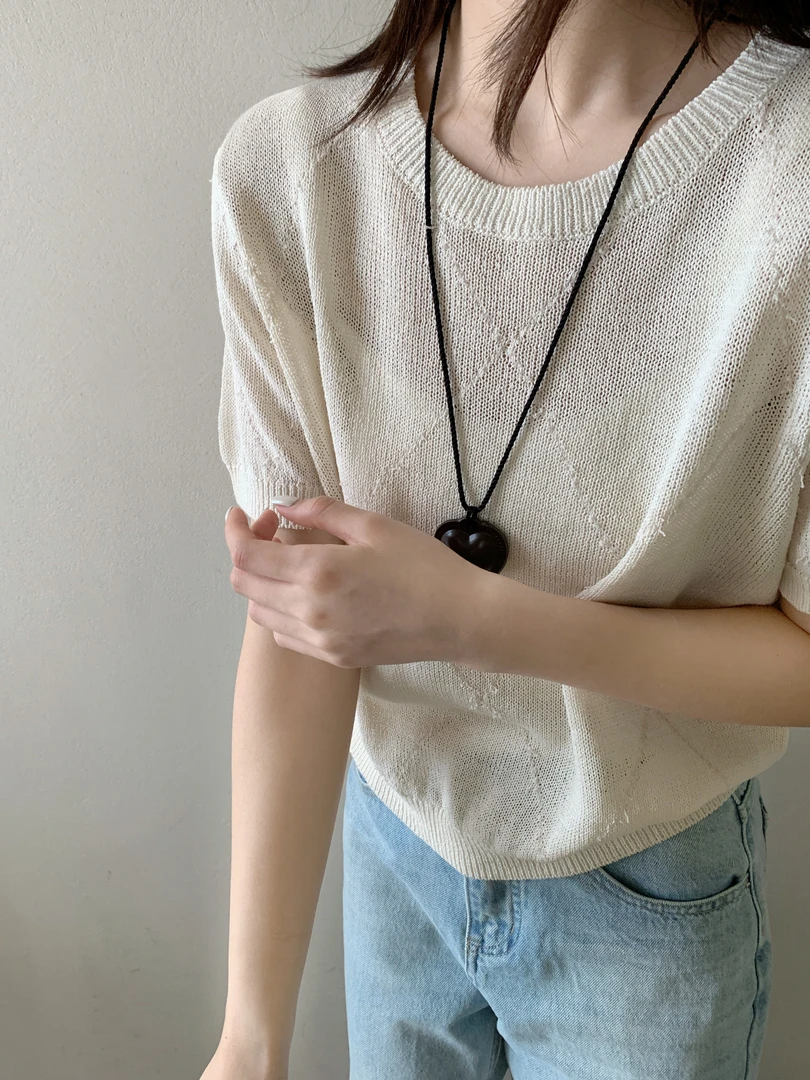 【DUODUO 979910】新款夏季和纸纱女圆领防晒衫松弛感显瘦针织衫