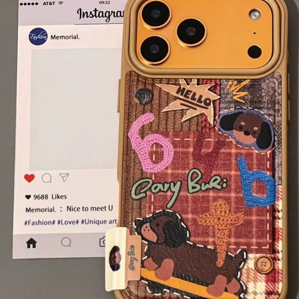 ins棕色皮质腊肠狗适用iphone17promax苹果16手机壳15可爱/14新款