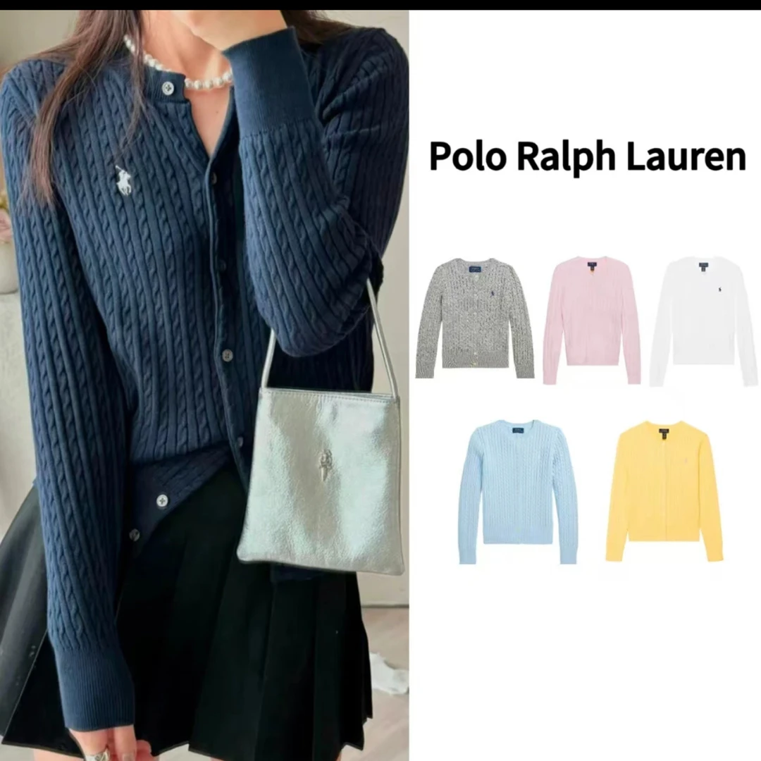 未使用 Ralph Lauren/拉夫劳伦 小马刺绣单排扣长袖针织开衫 大童