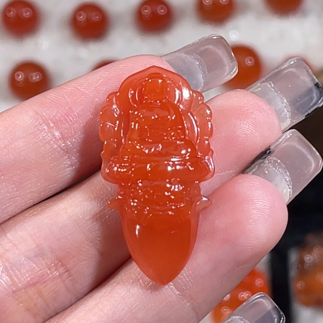 南红玛瑙未镶嵌无相金刚杵15.9x30.3x8.3mm