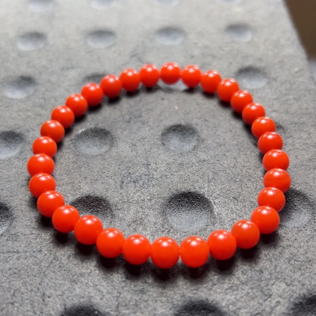 未镶嵌东山大水沟料南红手串尺寸6m m南红玛瑙