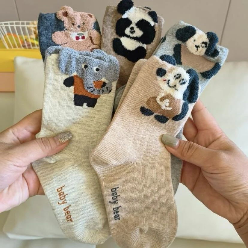 秋冬儿童卡通中筒动物袜子中大童可爱袜子男宝a类中筒袜