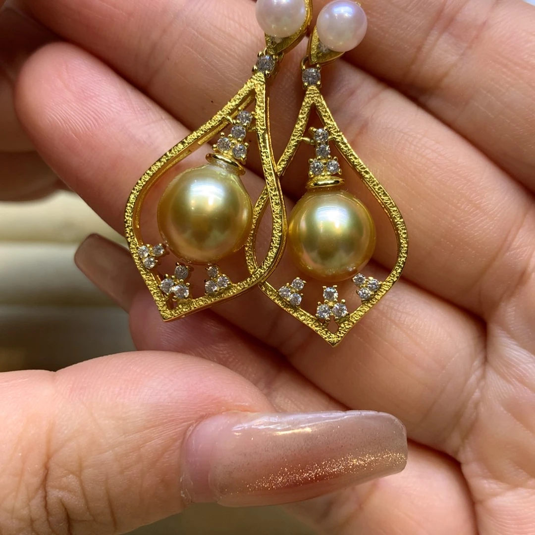 银S925镶嵌耳饰海水珍珠