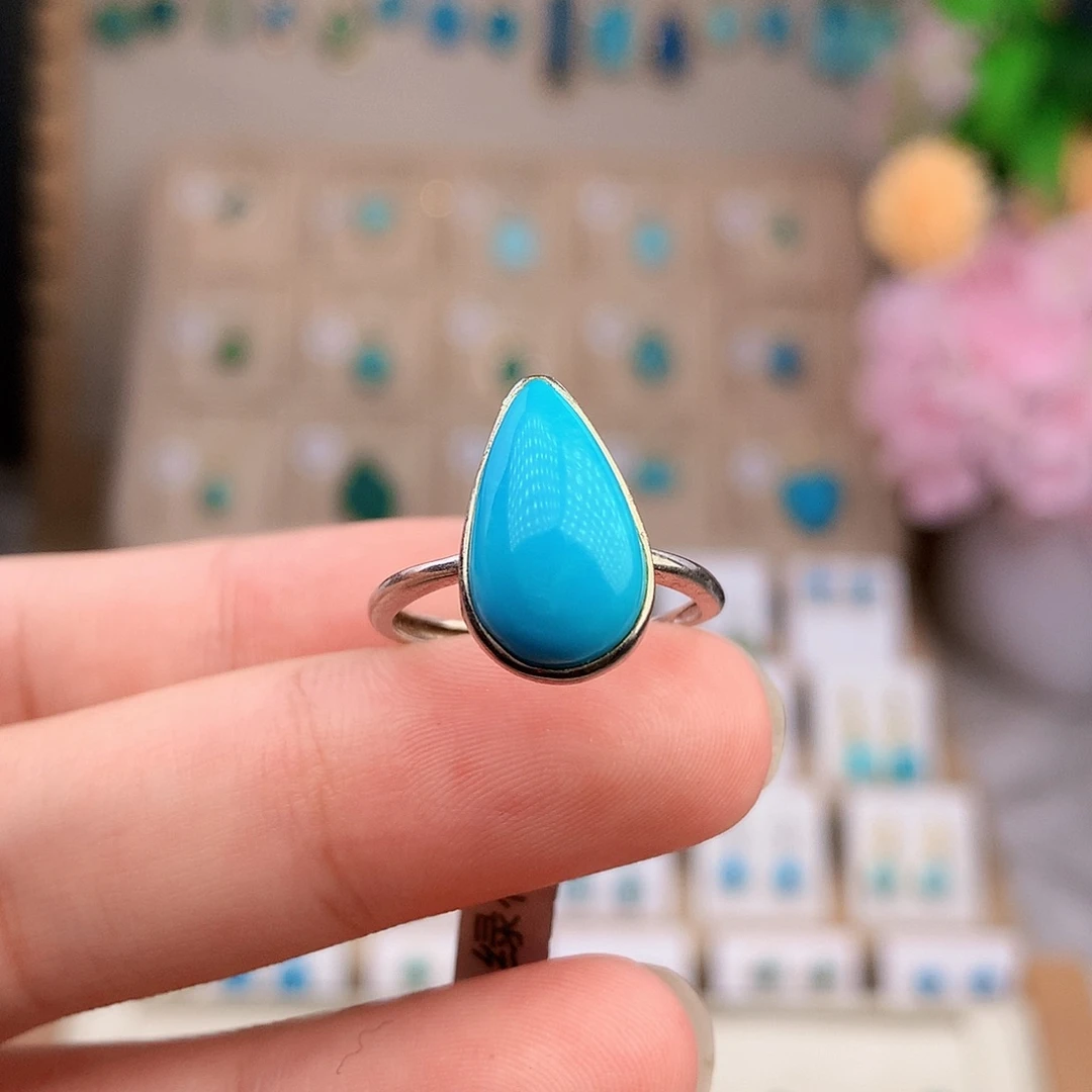 绿松石银S925镶嵌戒指