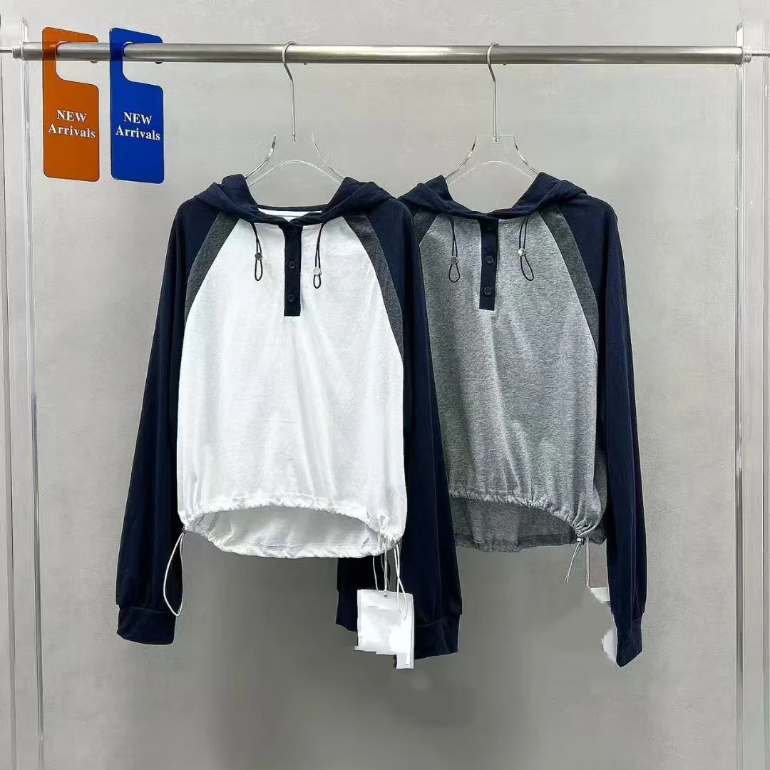 305.长袖拼色T恤衫6195款衣长约63