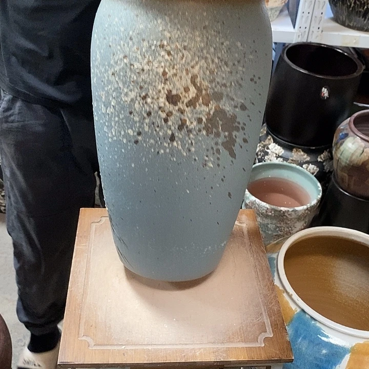 紫砂花盆口22高度41蓝泼墨………