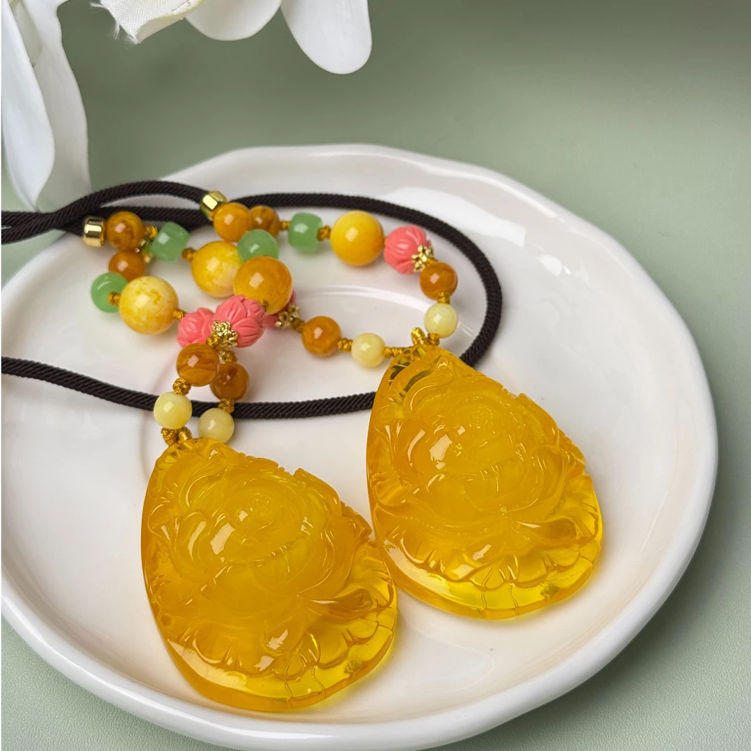 天然蜜蜡花开富贵吊坠（多样发其一）b22