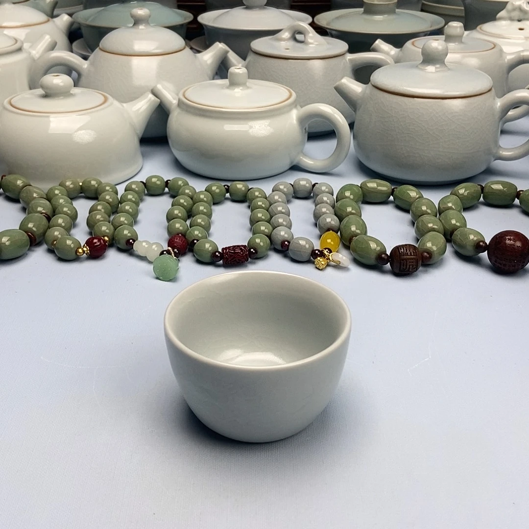 杯仿古月白荷花杯原矿原釉原产地