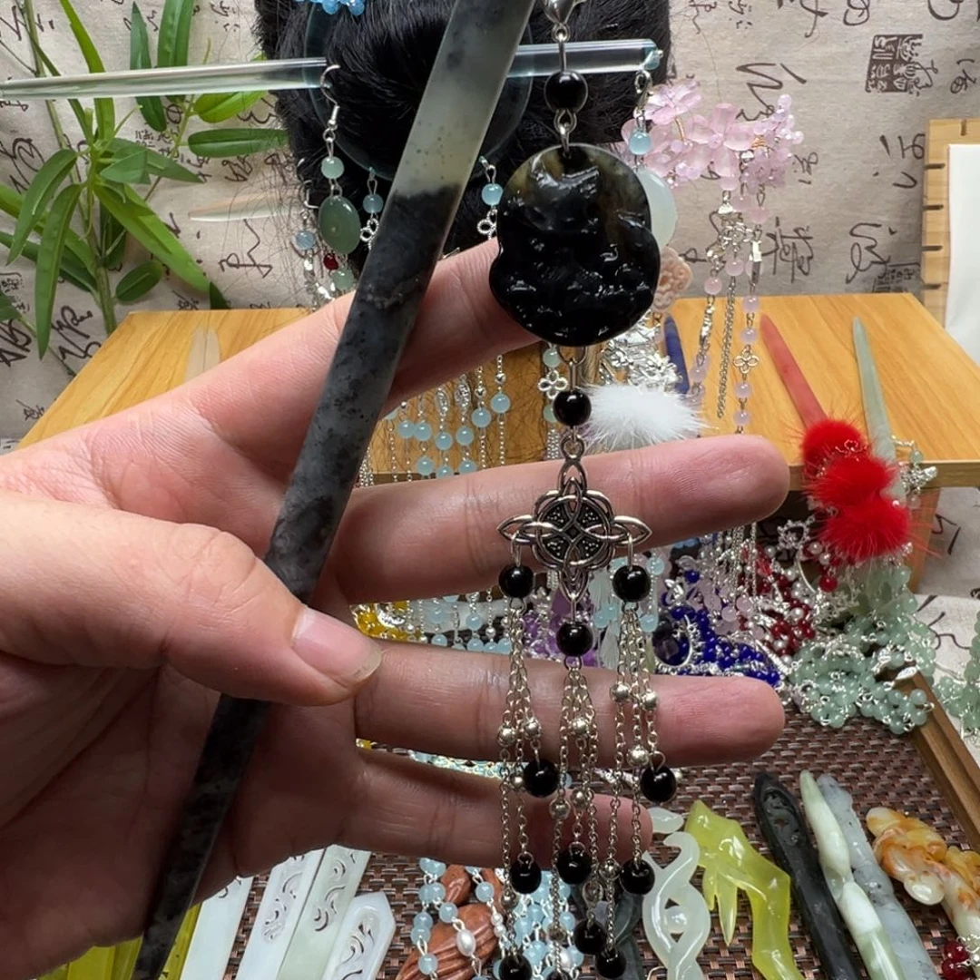 蛇纹石玉合金发饰