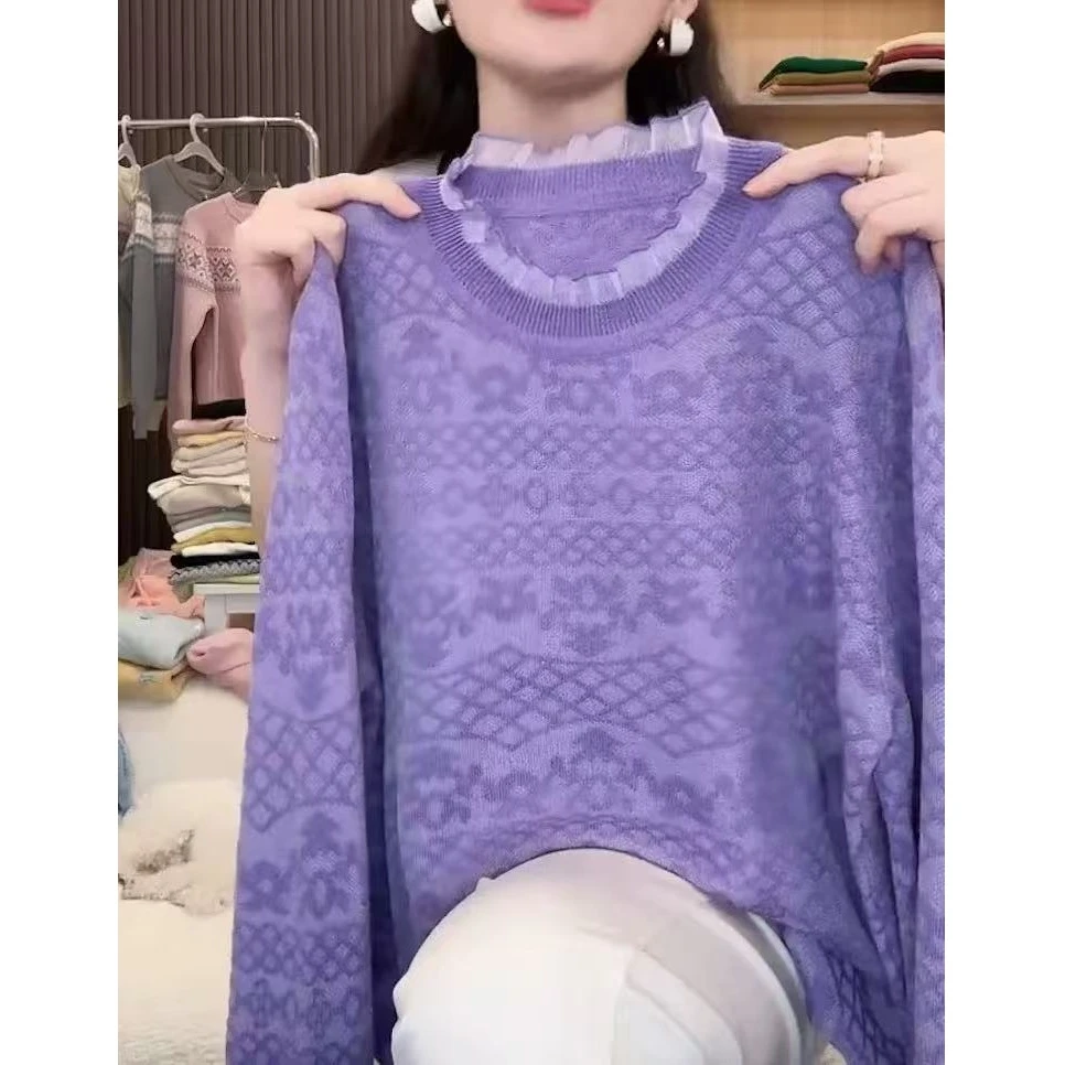【品牌订单】秋季新款时尚洋气百搭圆领针织衫长袖内搭女装外穿QZ85