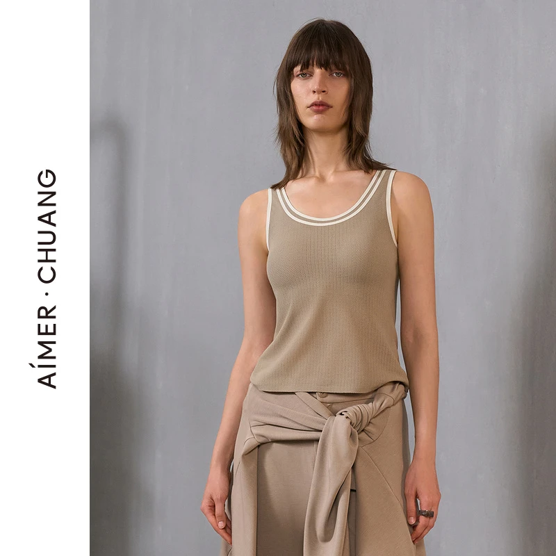 【明动5】爱慕创圆领时尚休闲带胸垫无痕女打底长背心CA721361