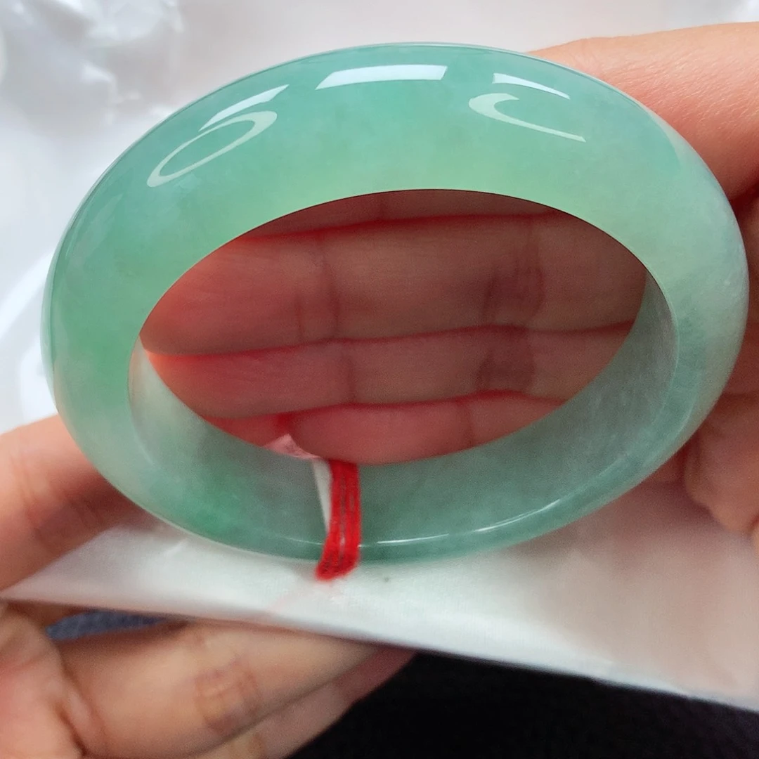 未镶嵌手镯翡翠54.6 宽版 冰绿