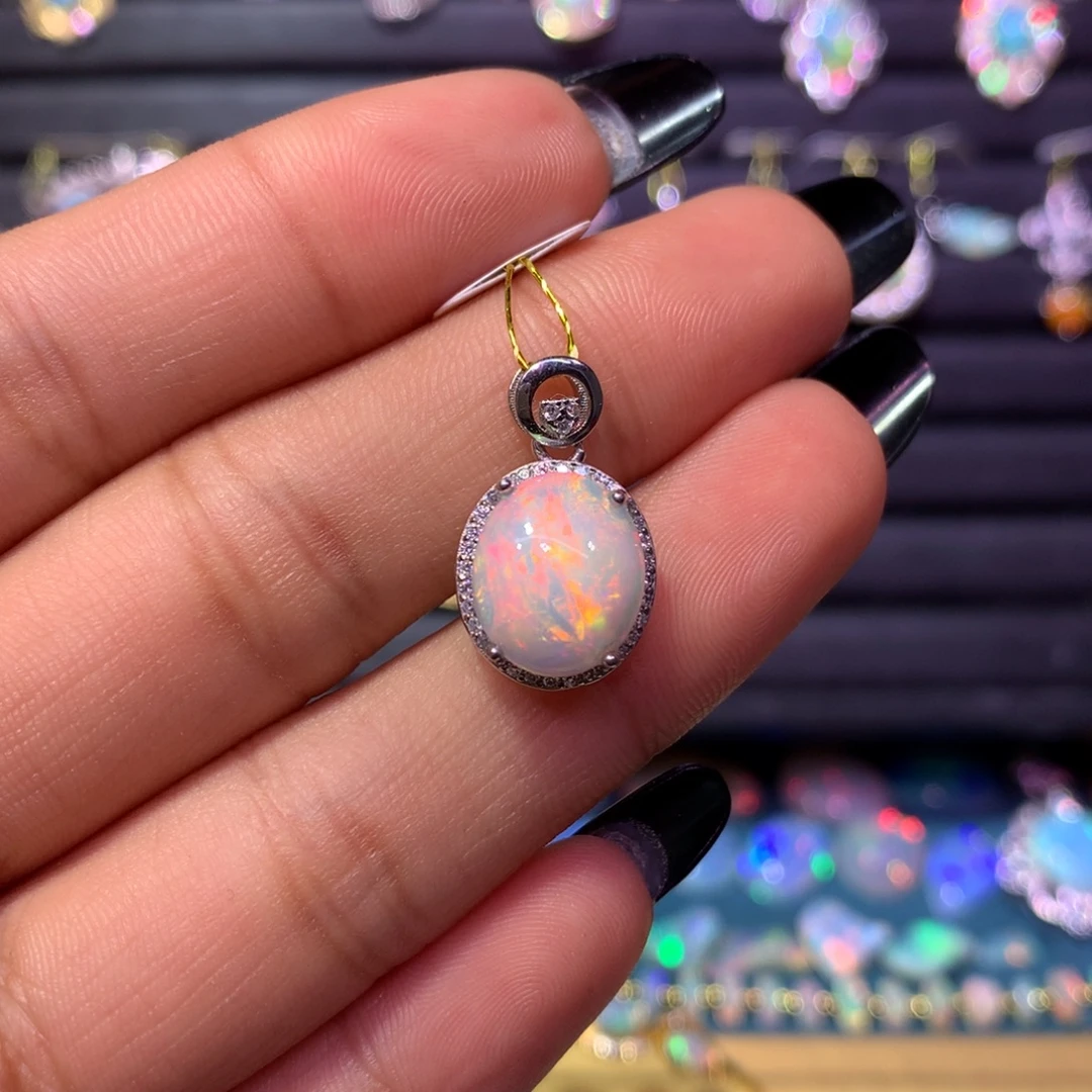 欧泊银S925镶嵌吊坠款