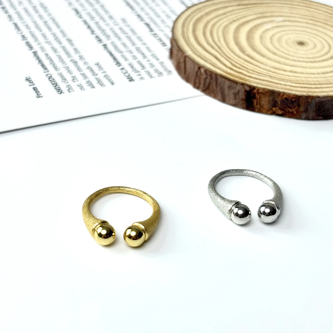 925银戒指 韩版复古设计感925银金银拉丝高级感戒指时尚指环小众