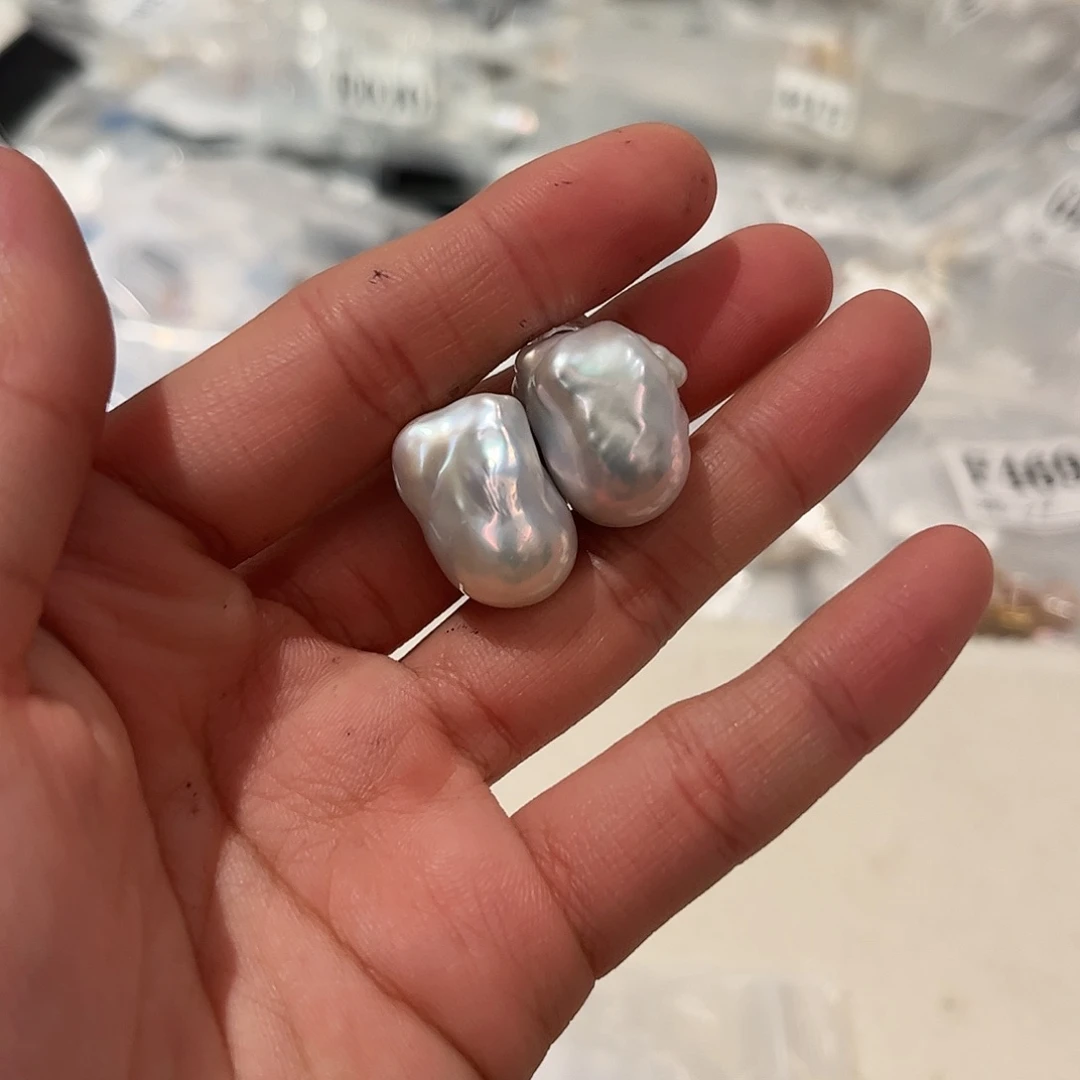 淡水珍珠耳饰银S925镶嵌