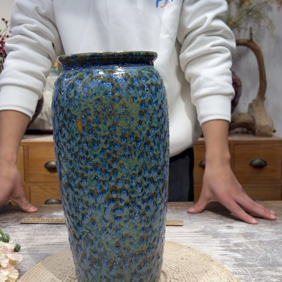 摆件陶瓷花瓶高31口10微瑕