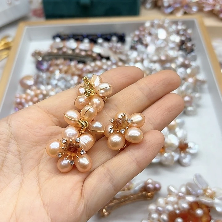 淡水珍珠发饰银S925镶嵌