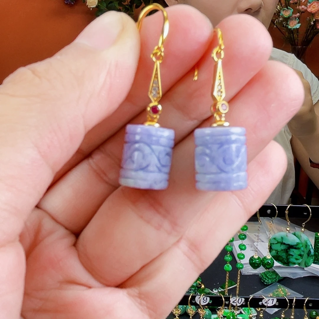 银S925镶嵌翡翠耳饰