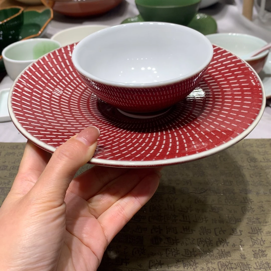 陶景德镇粗陶复古盘碗微瑕饭碗4只