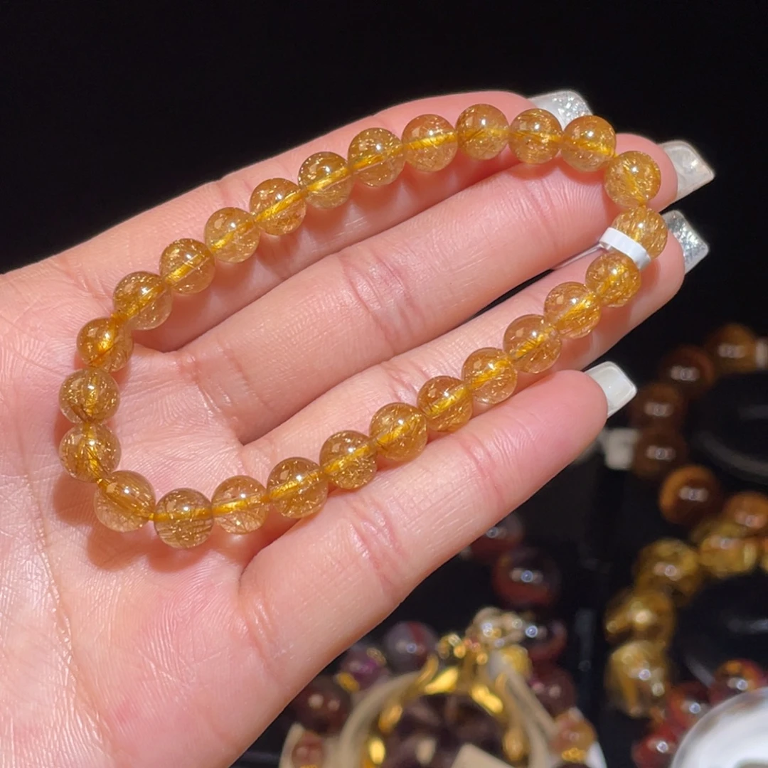 发晶未镶嵌手链金发手串7mm