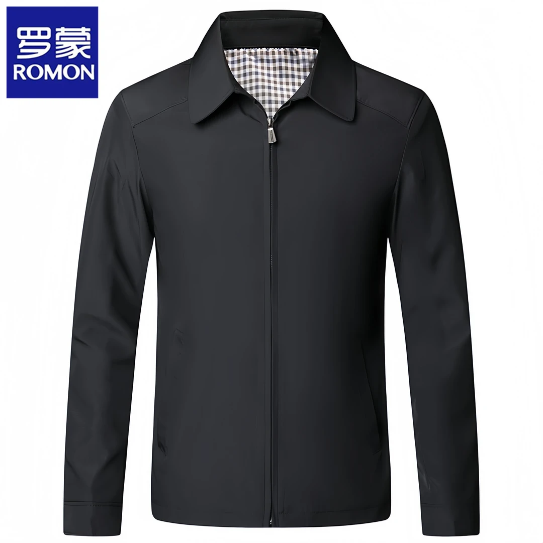 罗蒙春秋季夹克男士中年爸爸装外套休闲商务翻领薄款男装百搭上衣