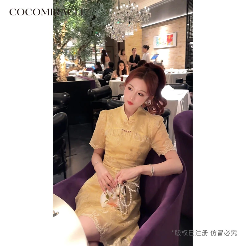 董小姐【国色芳华】新款新国风流苏盘扣连衣裙W53LYQ693