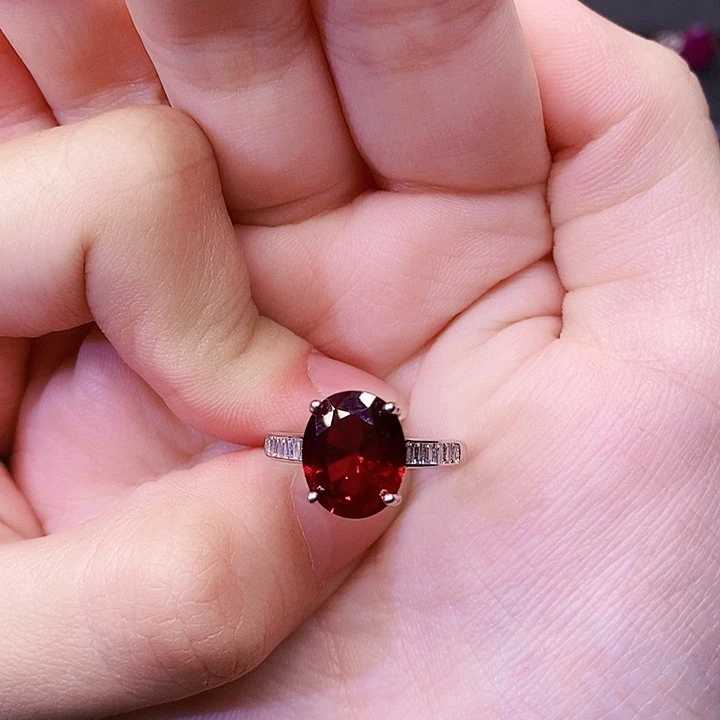 红宝石戒指银S925镶嵌