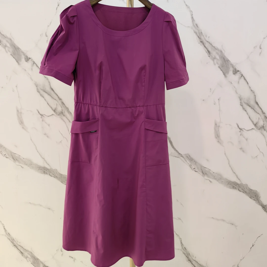 依维妮时尚款树莓紫色连衣裙