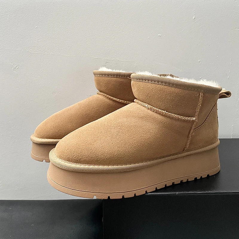 羊皮毛一体厚底雪地靴2025冬季新款加绒加厚保暖东北面包棉鞋男